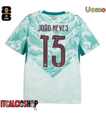 Portogallo Joao Neves #15 Seconda Maglia Mondiali 2026 Manica Corta
